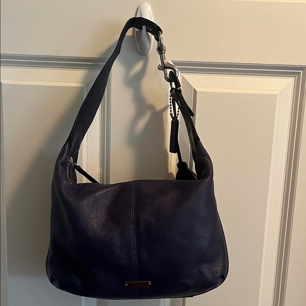 Coach Dark Purple Leather Shoulder Bag EUC